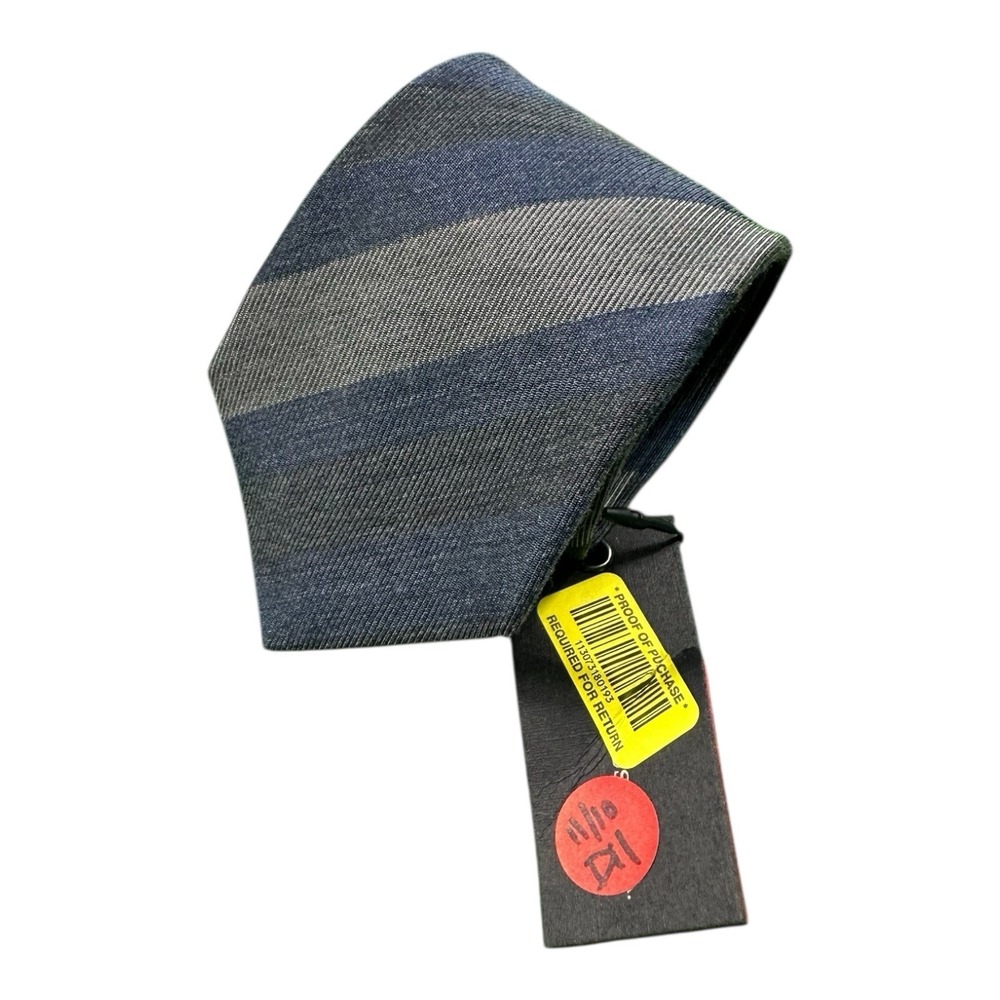 John Varvatos Gray Blue Striped Silk Blend Tie 3 Inch N501T3B-BING NWT